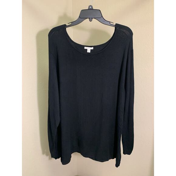 C Est 1946 Women's 18/20w Long Sleeve Black Sweater Soft Round Neck - Picture 1 of 4